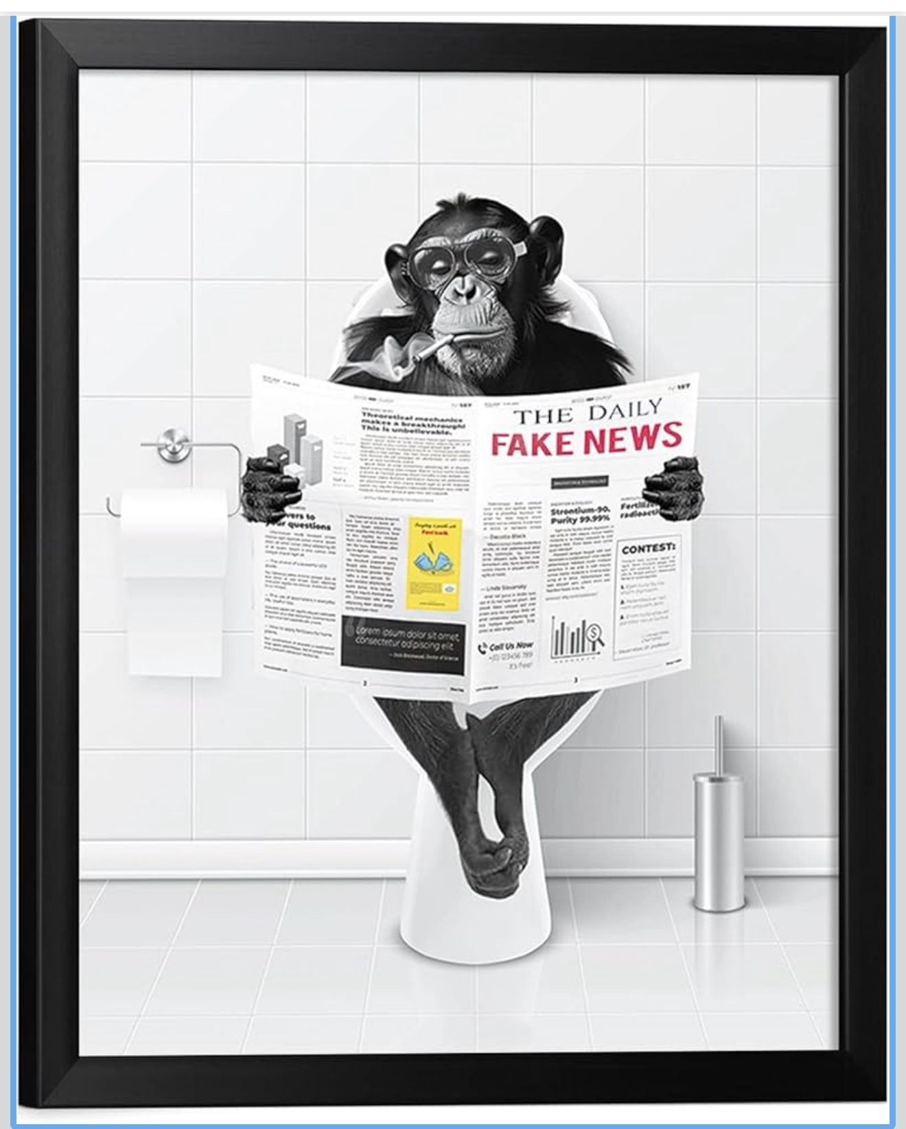 Funny Bathroom Wall Art Framed Black and White Bathroom Pictures Wall Decor Aesthetic Canvas Prints Paintings