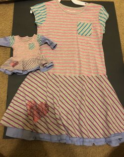 American Girl Doll Matching Stripes Dress for Doll and Girl