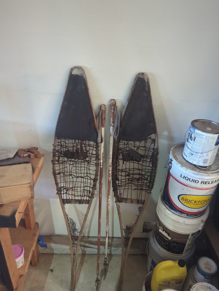 Snow Shoes And Walking Sticks