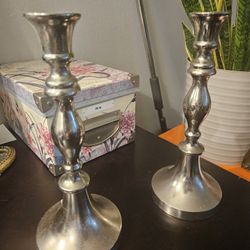 Hudson 43 Silver Plated Decorative Candle Stick Pair - Made in India