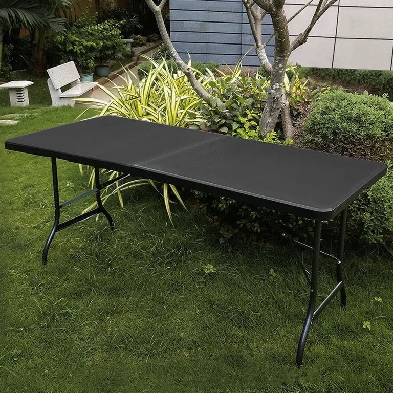 8 foot black folding table