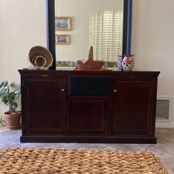 Wood TV Stand/Media Console (includes glass doors)