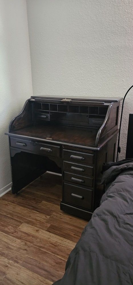 Antique Solid Oak Roll-Top Desk