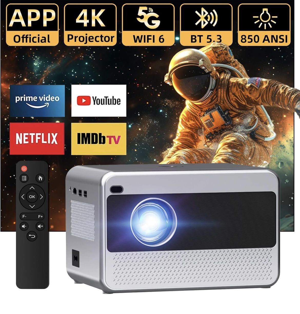 Projector Wifi Bluetooth Outdoor: Smart Movie Projector Built in Apps