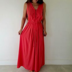 Pink maxi dress,length 59 inch. Size  M (10) - L (12). Worn 1 time, perfect condition!very light beautiful and flying fabric.