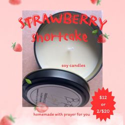 Strawberry Shortcake Homemade Soy Candles (other scents available)