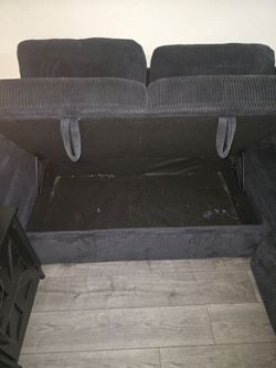 Black Corduroy Sofa with Storage and pop up bed