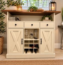Farmhouse Bar Cabinet with Wine Rack