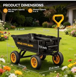 Garden Dump Cart DIY Expandable Capacity Over 4 Cu.Ft. Utility Wagon with Quick-Release Dumping & Prime Grade 100% Virgin Polypropylene-Not Recycled M