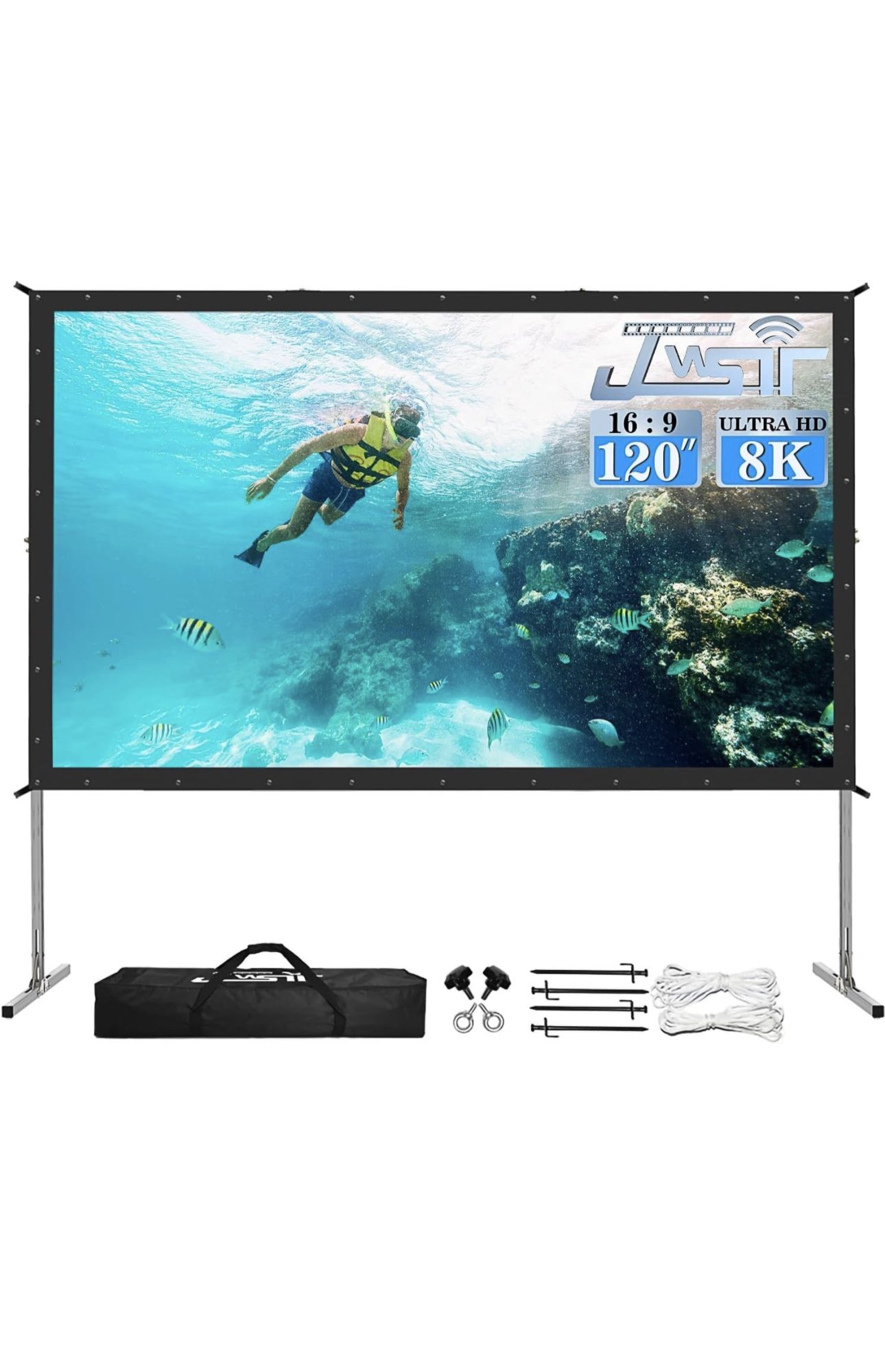 Projector Screen Outdoor,JWSIT 120 inch Outdoor Movie Screen-Upgraded 3 Layers P