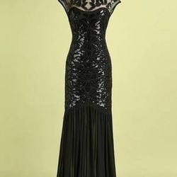 Black 1920s Sequined Flapper Dress