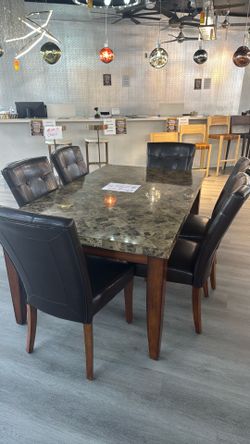 Marble dining table and chairs set