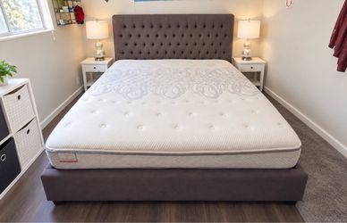 King Size gray Tufted headboard bed