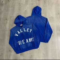Valley Dreams Blue Zip-Up Rhinestone Hoodie