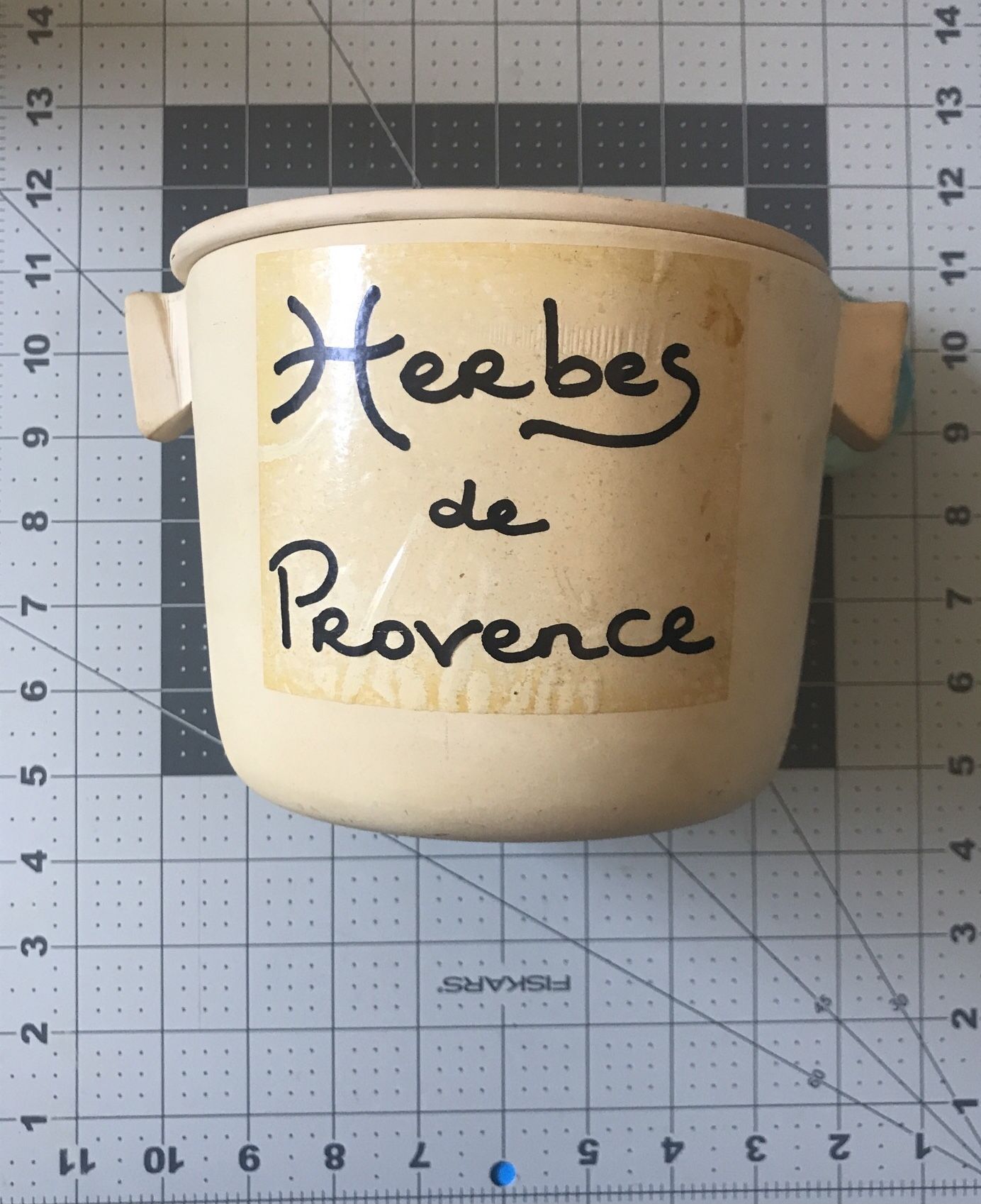 Excellent French Vintage Herbs of Provence Large Pottery Pot Container