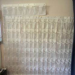 Over The Door Shoe Organizer with 24 Crystal Clear Pockets and Hook - Heavy Duty Storage Shoe Holder for Shoes, Accessories, Space Saving Hanging Shoe