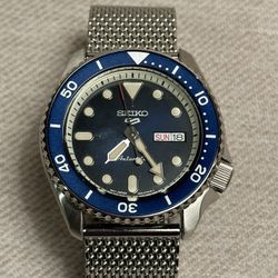 Seiko 5 Sports SRPD71 Blue Dial Automatic Mesh Bracelet