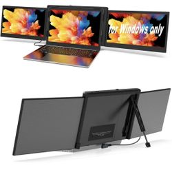 Triple Portable Monitor for Laptop Screen Extender Dual Monitor 12 Inch FHD 1080P Tri Screen Display One Type-C Connect Plug and Play No Driver 