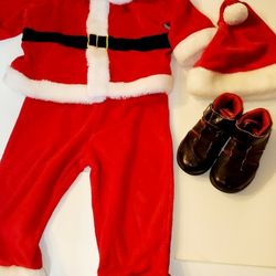 Kids CHRISTMAS HOLIDAY SANTA 12-18 Months Costume And Shoes