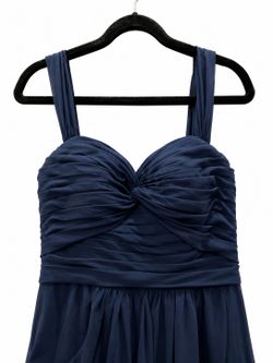 Dark Navy Azazie A-Line Ruched Chiffom Dress Size A12