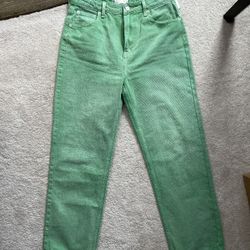 NEW High Rise Baggy Green Emerald Jeans by We The Free Size 30