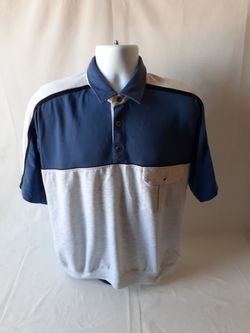 Puritan men's blue/white polo shirt size L