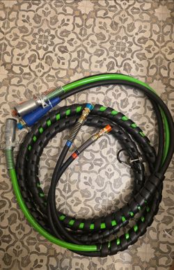 12FT Semi Truck Air Lines Kit - 3 In 1 Air Hoses Wrap 7 Way Trailer Cord Power Air Line for Semi Truck, Trailer, Tractor,