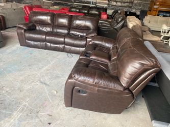 Power reclining sofa & loveseat