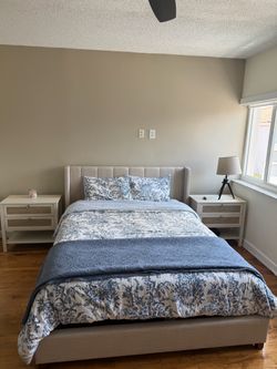 Bed Frame ($300) and Night Tables ($50\each) for sale!