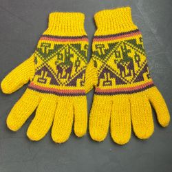 Yellow Alpaca Wool Gloves From Peru 