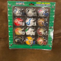 VINTAGE 1980s USFL Pocket Size Helmet League Set - Rare & Sealed