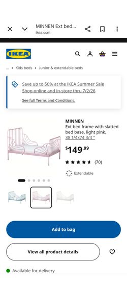 Toddler-Twin Pink Minnen IKEA Bed w/ Matress and slats