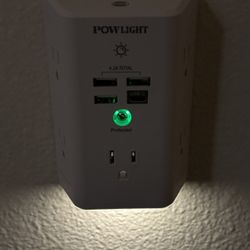 5-Outlet Extender Power Strip, Wall Charger, Step Light 