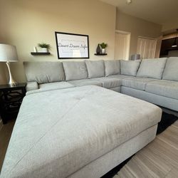 Living Spaces Microfiber Sectional with Oversized Ottoman