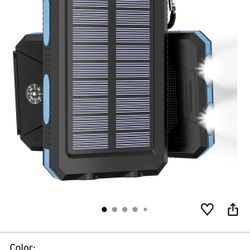 🆕 In 📦 Solar Charger Power Bank-36800mAh,QC3.0Fast Charger with LED Flashlight,IP65Waterproof Portable Power Bank for Outdoor Activities(Blue)