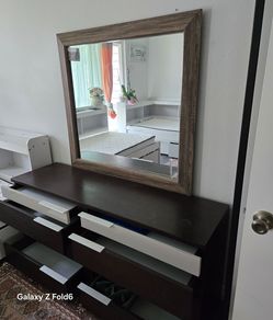 6-Drawer Dresser with Large Mirror - Dark
Brown