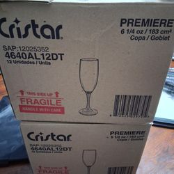 qty 36 - 6 1/4 oz Cristar Champagne Goblet Glasses