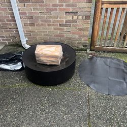 Solid steel modern round fire pit