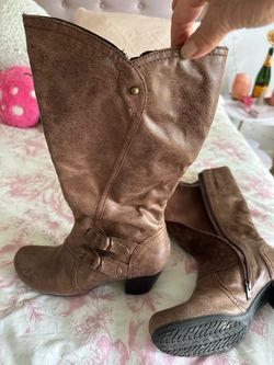 Brown leather boots