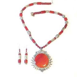 Sterling Marcasite Carnelian Necklace…