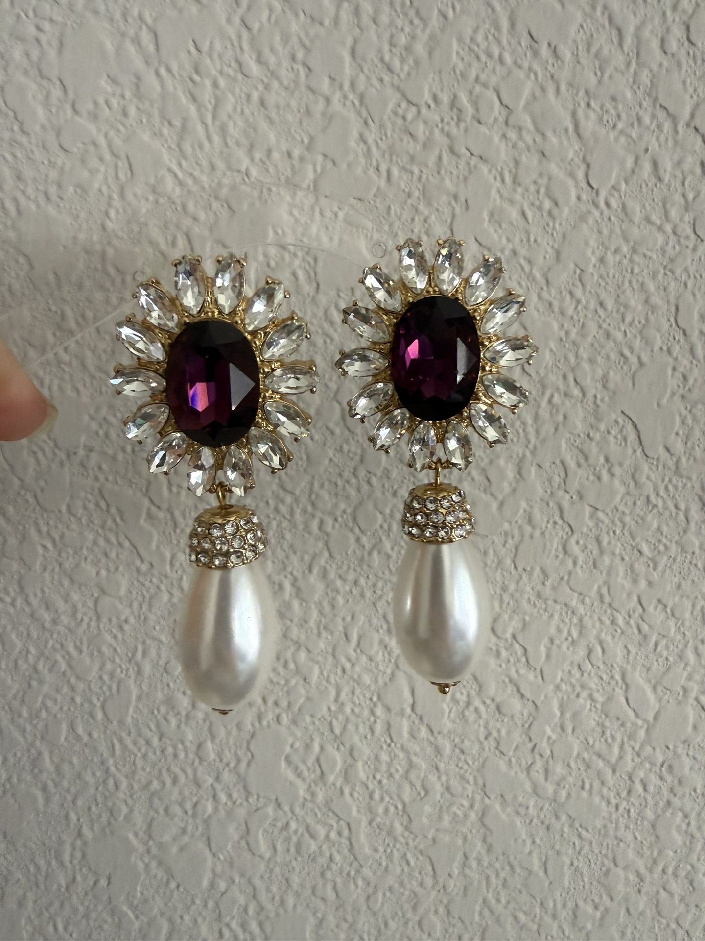 YOSCA women’s vintage purple and pearl Earrings