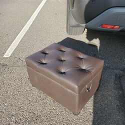 Faux Leather Brown Sitting Stool / Storage chest