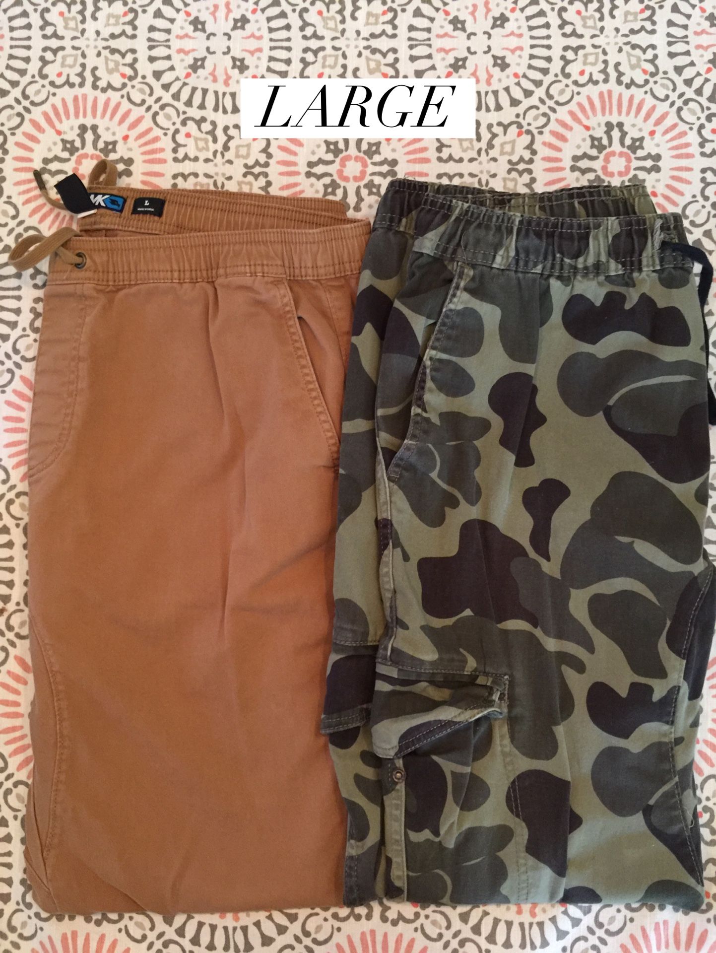 2 joggers 1 camo & 1 khaki