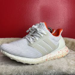 Adidas Ultra Boost 2.0 trainers in white and orange #UltraBoost #Sneakers