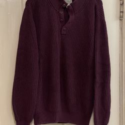 VTG. L.L. BEAN MENS LONG SLEEVE 4 BUTTON PULLOVER SWEATER SZ. L-REG  OFKP7