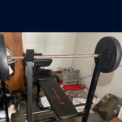 Weight Bench With Weights And Weight Bar 