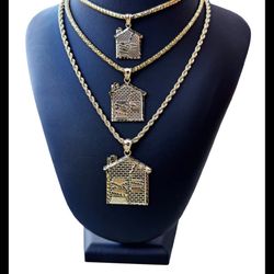 🔥 Trap House Gold Pendant – Small, Medium & Large | Iced-Out or Nugget Style 🔥