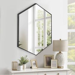 24x34"Bathroom Medicine Cabinet with 2 Storage Shelves, Hexagon Metal Framed Medicine Mirror Cabinet, Recessed or Surface Mount Installation, Beveled