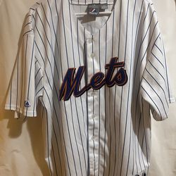 Majestic Men New York Mets Baseball Jersey Size 2XL Coolbase White Pinstripe Seinfeld #17 Used Good Condition $50 Meet Up In Irving @dfwgoods