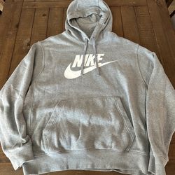 Nike Men's Club Fleece Standard-Fit Logo-Print  Gray Heather Hoodie Size Large